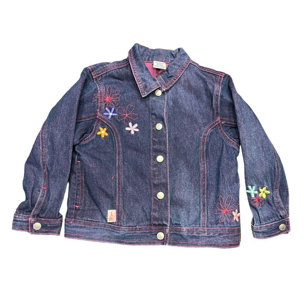 Gymboree floral flower embroidered denim Jean jacket medium 4 yr old vintage